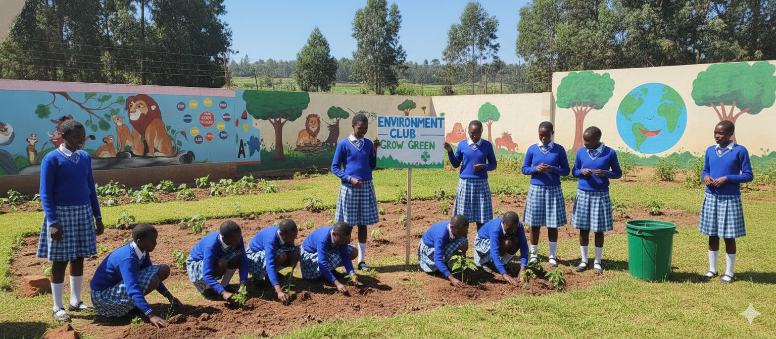 Environmental club students involved in tree planting projects